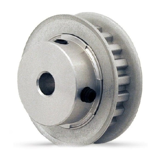 Timing Pulley   32 Tooth x 10 mm Wide Unfinished 8 mm Bore  -  Aluminium with Steel Flanges - Double Flanged - 5 mm T5 Trapezoidal Pitch - MBA  (Pack of 1)