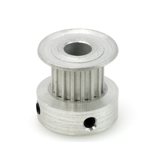 Timing Pulley   18 Tooth x 3 mm Wide - 6.35 mm Bore  -  Aluminium - Flanged with Raised Hub - 2 mm GT Curvelinear Pitch - MBA  (Pack of 1)