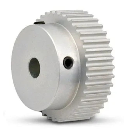 Timing Pulley   12 Tooth x 15 mm Wide - 6.35 mm Bore  -  Aluminium - Unflanged - 5 mm HTD Curvelinear Pitch - MBA  (Pack of 1)