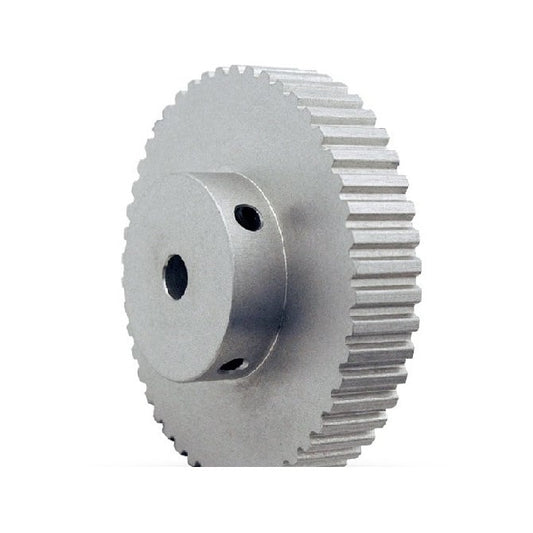 Timing Pulley   48 Tooth x 10 mm Wide Unfinished 8 mm Bore  -  Aluminium with Steel Flanges - Unflanged - 5 mm T5 Trapezoidal Pitch - MBA  (Pack of 1)