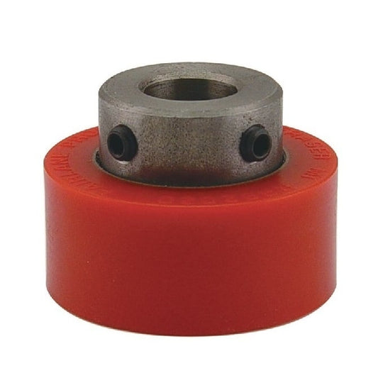 Solid Roller   38.1 x 12.7 x 31.75 mm  - Shaft Mount Urethane - Red - Duro 80 - MBA  (Pack of 1)