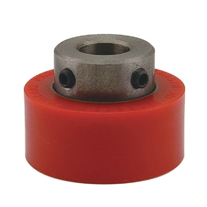 Solid Roller   50.8 x 25.4 x 49.28 mm  - Shaft Mount Urethane - Red - Duro 80 - MBA  (Pack of 1)