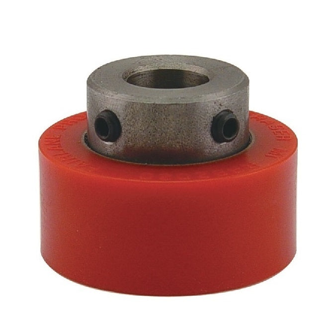 Solid Roller   63.5 x 19.05 x 49.28 mm  - Shaft Mount Urethane - Red - Duro 80 - MBA  (Pack of 1)
