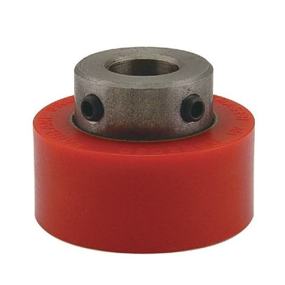 Solid Roller   63.5 x 25.4 x 49.28 mm  - Shaft Mount Urethane - Red - Duro 80 - MBA  (Pack of 1)