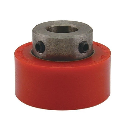 Solid Roller   38.1 x 9.525 x 31.75 mm  - Shaft Mount Urethane - Red - Duro 80 - MBA  (Pack of 1)