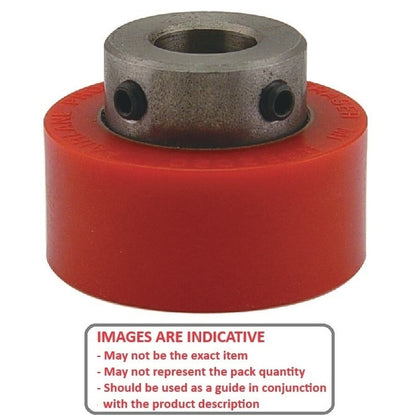 Rouleau solide 101,60 x 25,4 x 49,28 mm - Montage sur arbre en uréthane - Rouge - Duro 80 - MBA (Pack de 1)