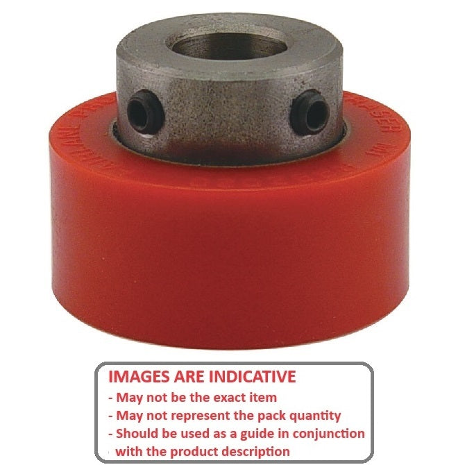 Solid Roller   63.5 x 19.05 x 23.37 mm  - Shaft Mount Urethane - Red - Duro 80 - MBA  (Pack of 1)