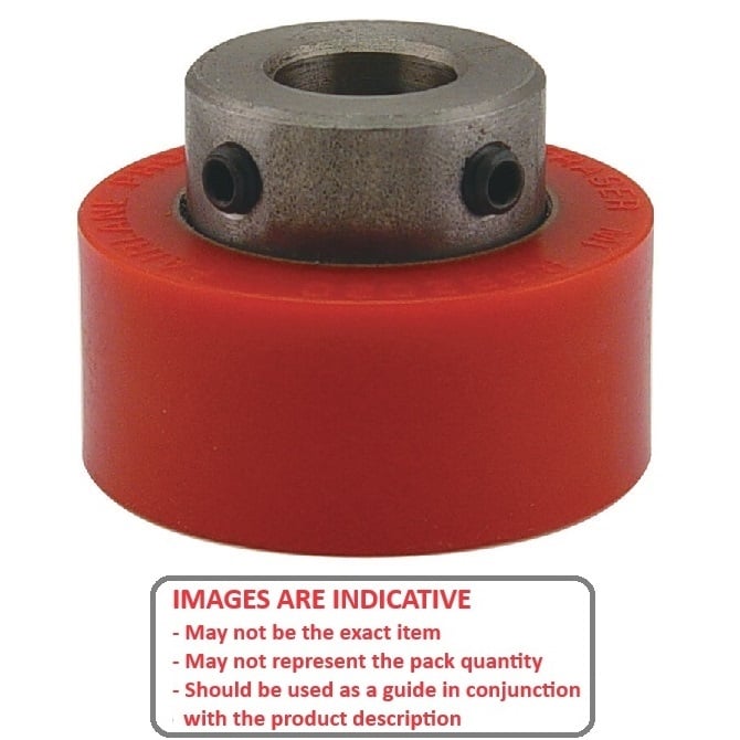Solid Roller   50.8 x 19.05 x 49.28 mm  - Shaft Mount Urethane - Red - Duro 80 - MBA  (Pack of 1)