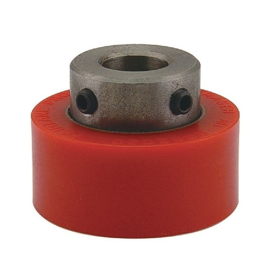 Solid Roller   63.5 x 19.05 x 23.37 mm  - Shaft Mount Urethane - Red - Duro 80 - MBA  (Pack of 1)