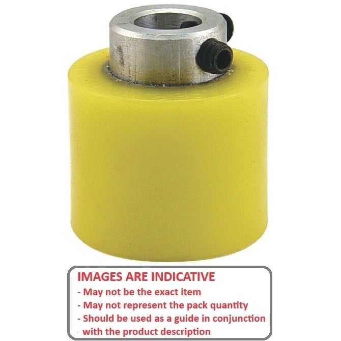 Solid Roller   50.8 x 25.4 x 49.28 mm  - Shaft Mount Urethane - Yellow - Duro 35 - MBA  (Pack of 1)