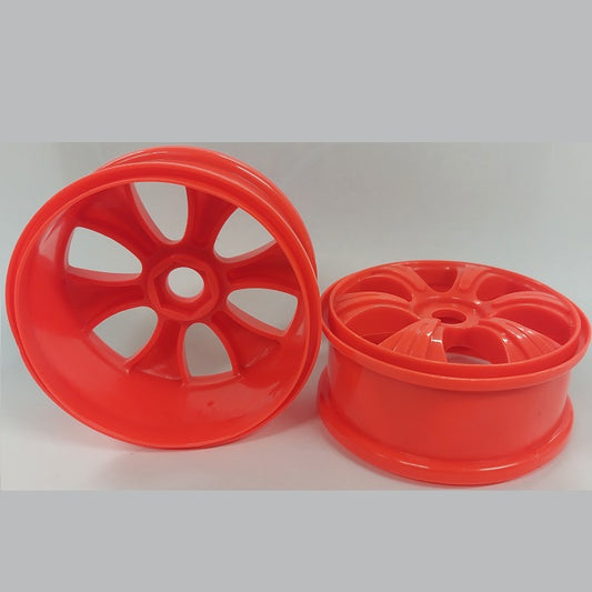 Hobby Rim    Red - 7 Spoke x 2  - Car and Buggy 1-8 Plastic - MBA  (4 Packs of 2 Per Card)