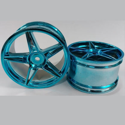Hobby Rim    Metallic Blue - 5 Spoke x 2  - Car 1-10 Off Road Rear Plastic - MBA  (4 Packs of 2 Per Card)