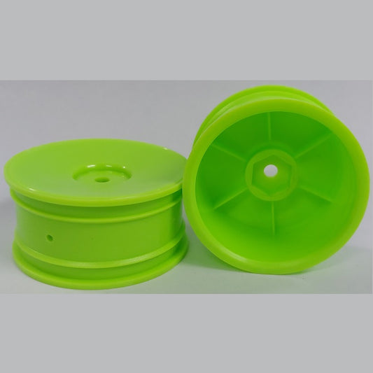 Hobby Rim    1/10th Scale Rims  - Road and Drift Plastic Solid 52x26mm Plastic - Lime Green - MBA  (1 Pack of 6 Per Card)