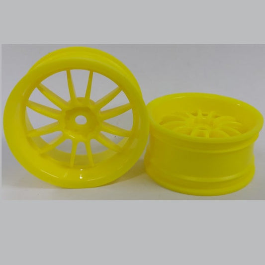 Hobby Rim    Yellow - 12 Spoke x 2  - Car 1-10 Road and Drift Plastic - MBA  (1 Pack of 2 Per Card)