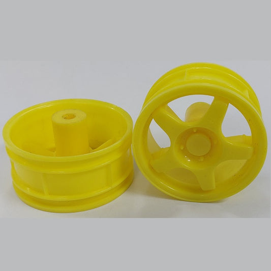 Hobby Rim    1/10th Scale Rims  - Road and Drift Plastic 5 Solid Spoke 52x26mm Plastic - Yellow - MBA  (1 Pack of 2 Per Card)