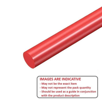 Round Rod   31.8 x 1219 mm Urethane 95A - Red - MBA  (Pack of 1)