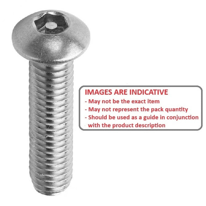 Screw    M6 x 25 mm 304 Stainless - Security Button Socket - MBA  (Pack of 14)