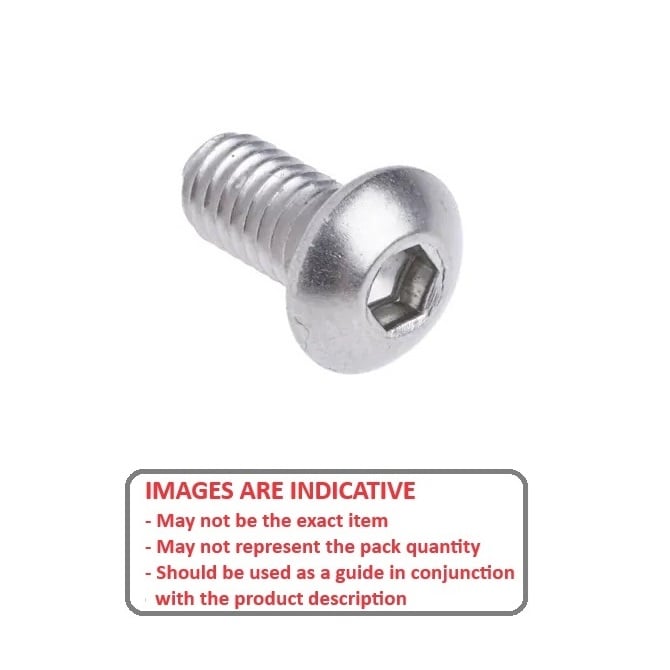 Screw    M10 x 25 mm  -  304 Stainless - Button Socket - MBA  (Pack of 50)