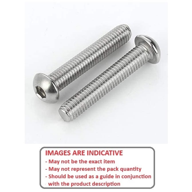 Screw    M10 x 100 mm  -  304 Stainless - Button Socket - MBA  (Pack of 50)