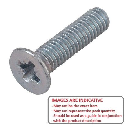 Screw    M8 x 30 mm  -  Zinc Plated Steel - Countersunk Pozidrive - MBA  (Pack of 100)
