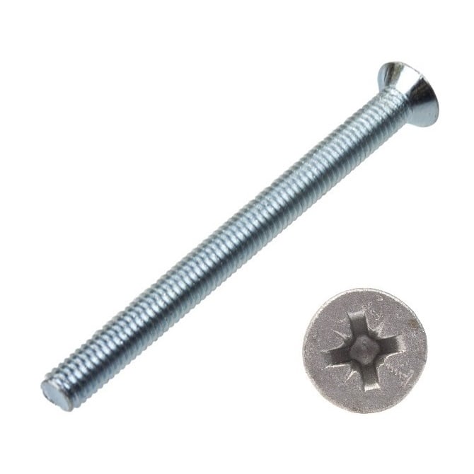 Screw    M4 x 25 mm  -  Zinc Plated Steel - Countersunk Pozidrive - MBA  (Pack of 100)