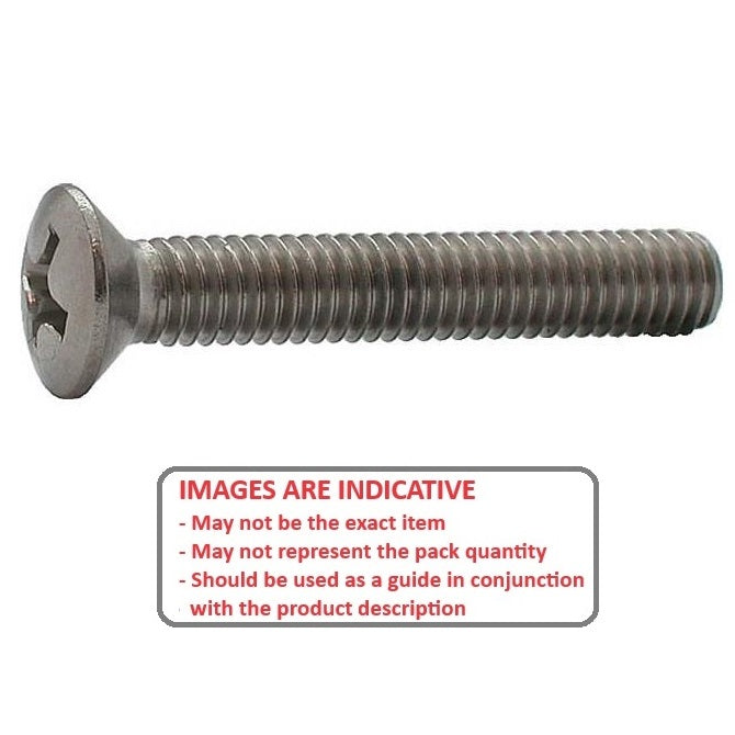 Screw    M6 x 50 mm 304 Stainless - Countersunk Oval Top Philips - MBA  (Pack of 5)