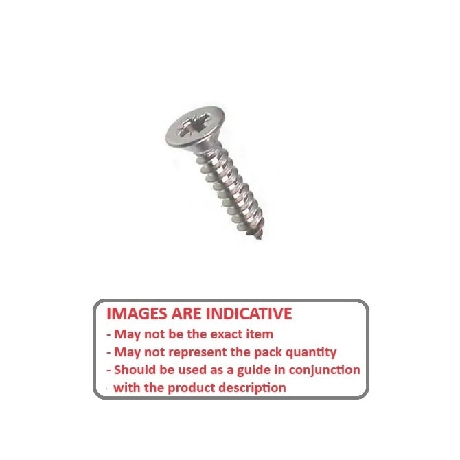 Self Tapping Screw    4.17 x 19.1 mm 304 Stainless - Countersunk Philips - MBA  (Pack of 10)