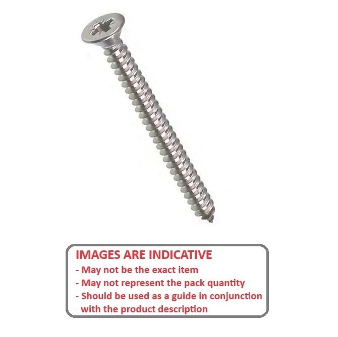 Self Tapping Screw    3.5 x 44.5 mm 304 Stainless - Countersunk Philips - MBA  (Pack of 100)