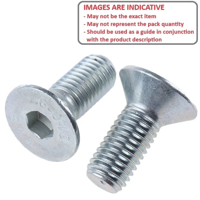 Screw    M10 x 20 mm  -  Zinc Plated Steel - Countersunk Socket - MBA  (Pack of 100)
