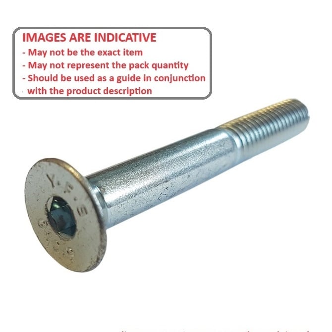 Screw    M10 x 100 mm  -  Zinc Plated Steel - Countersunk Socket - MBA  (Pack of 5)