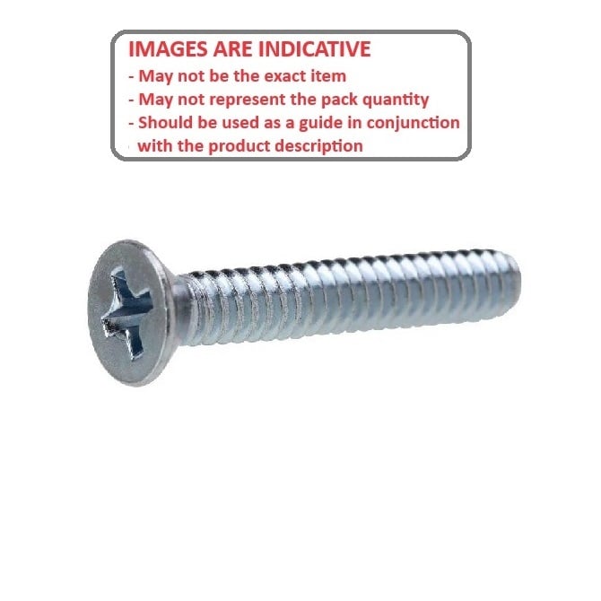 Screw    M3 x 12 mm  -  Zinc Plated - Countersunk Philips - MBA  (Pack of 100)