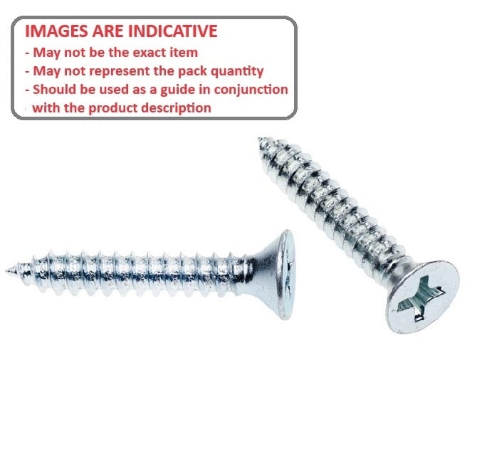 Self Tapping Screw    2.85 x 19 mm Zinc Plated Steel - Countersunk Philips - MBA  (Pack of 100)