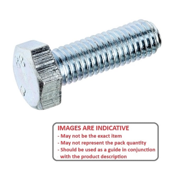 Screw    M10 x 25 mm  -  Zinc Plated Steel - Hex Head - MBA  (Pack of 50)