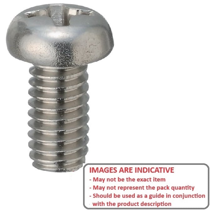 Screw    M3 x 5 mm  -  304 Stainless - Pan Head Philips - MBA  (Pack of 10)