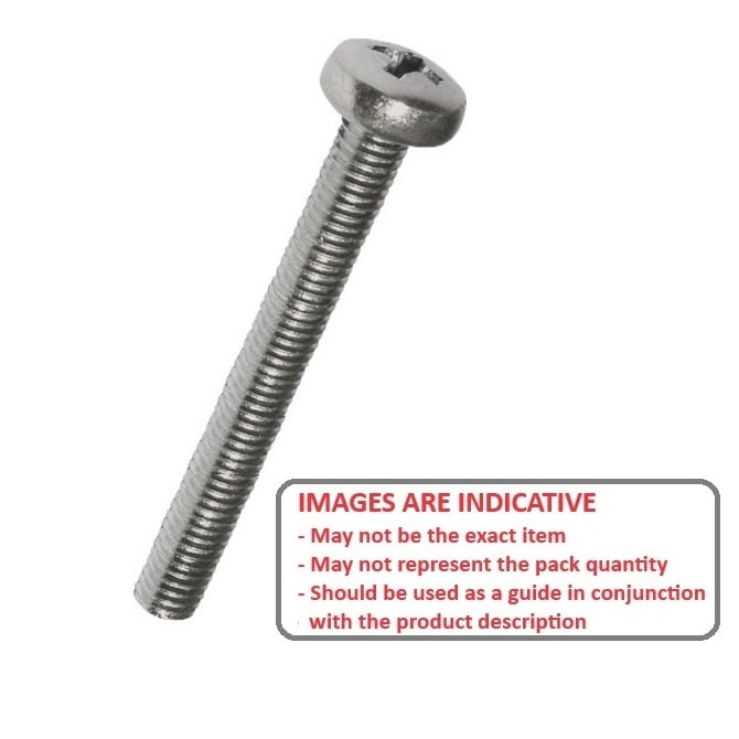 Screw    M2.5 x 20 mm  -  316 Stainless - Pan Head Philips - MBA  (Pack of 10)