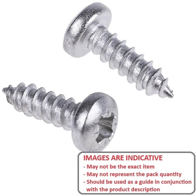 Self Tapping Screw    2.85 x 9.5 mm 304 Stainless - Pan Head Philips - MBA  (Pack of 100)