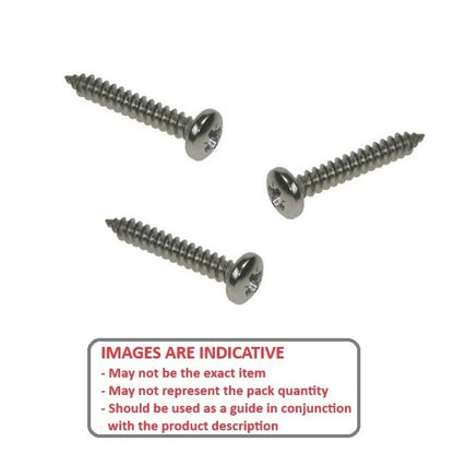 Self Tapping Screw    2.85 x 25.4 mm  -  316 Stainless - Pan Head Philips - MBA  (Pack of 10)