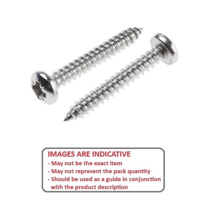 Self Tapping Screw    5.4 x 88.90 mm  -  316 Stainless - Pan Head Philips - MBA  (Pack of 50)