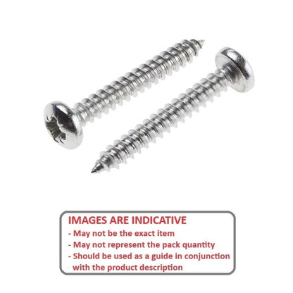 Self Tapping Screw    4.76 x 88.90 mm 316 Stainless - Pan Head Philips - MBA  (Pack of 5)