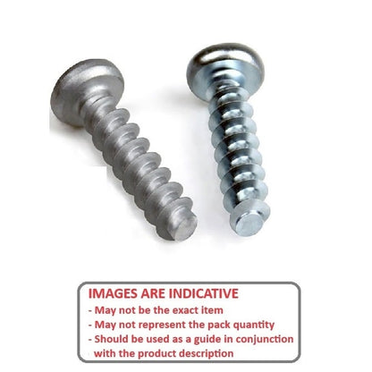 Self Tapping Screw    2.18 x 19.1 mm  -  Zinc Plated Steel - Pan Head For Soft Plastics - MBA  (Pack of 100)