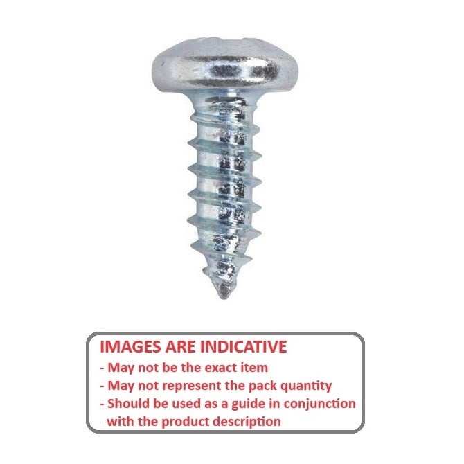 Self Tapping Screw    4.76 x 9.5 mm Zinc Plated Steel - Pan Head Philips - MBA  (Pack of 100)