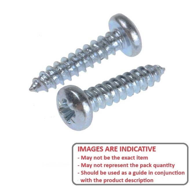 Self Tapping Screw    2.18 x 19.1 mm  -  Zinc Plated Steel - Pan Head Philips - MBA  (Pack of 50)