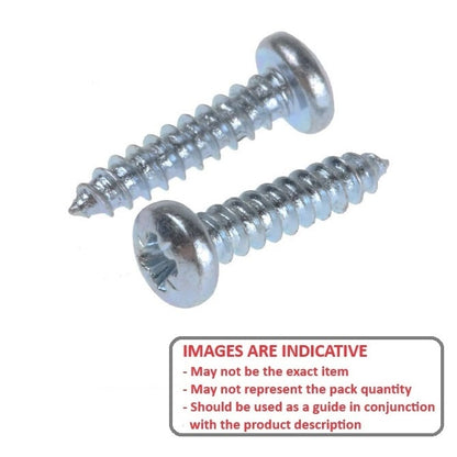 Self Tapping Screw    5.4 x 15.9 mm Zinc Plated Steel - Pan Head Philips - MBA  (Pack of 100)