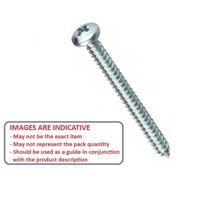 Self Tapping Screw    4.17 x 44.5 mm Zinc Plated Steel - Pan Head Philips - MBA  (Pack of 100)