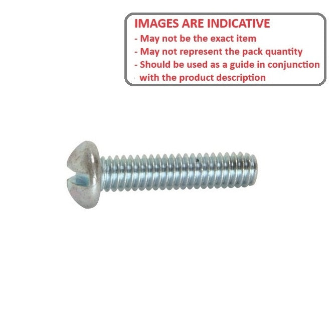 Screw 1/4-20 BSW x 12.7 mm Zinc Plated Steel - Round Head Slotted - MBA  (Pack of 20)