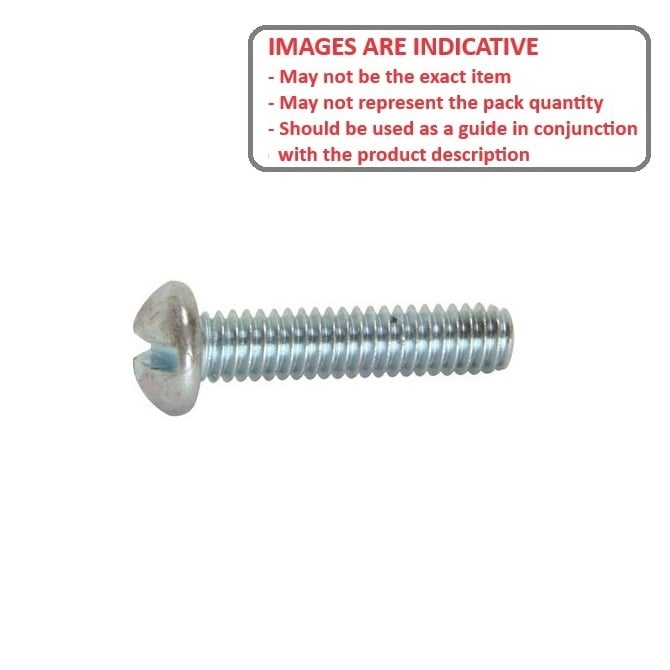 Screw 1/4-20 BSW x 38.1 mm Zinc Plated Steel - Round Head Slotted - MBA  (Pack of 50)