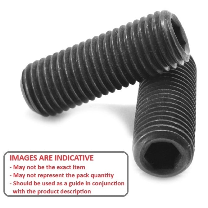 Socket Set Grub Screw M12 Fine x 25 mm Hardened Steel GD14.9 - Cup Point DIN916 - MBA  (Pack of 5)