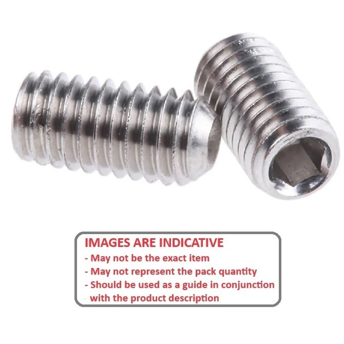 Socket Set Grub Screw    M10 x 10 mm 304 Stainless Steel (A2, 18-8) - Cup Point DIN916 - MBA  (Pack of 100)