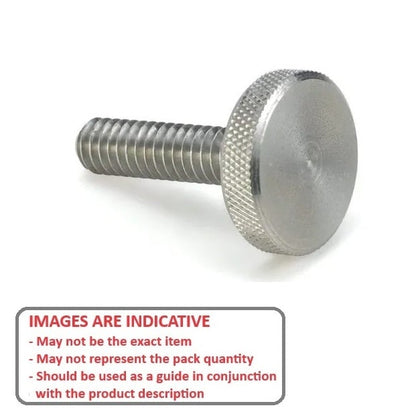 Thumb Screw 10-32 UNF x 15.88 mm 303 Stainless Steel - Knurled Slim Head - MBA  (Pack of 1)