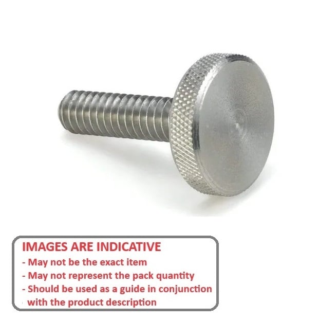 Thumb Screw 8-32 UNC x 9.53 mm 303 Stainless Steel - Knurled Slim Head - MBA  (Pack of 1)
